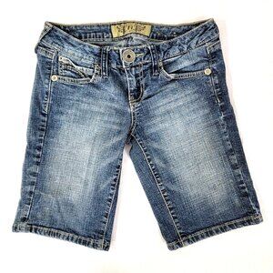 Hint Jeans Jean Blue Denim Shorts Size 1 Button Pockets Cotton 10" Inseam  EUC